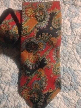 Men's Red Paisley Silk Tie -Ralph Lauren Polo Vintage Hand Made